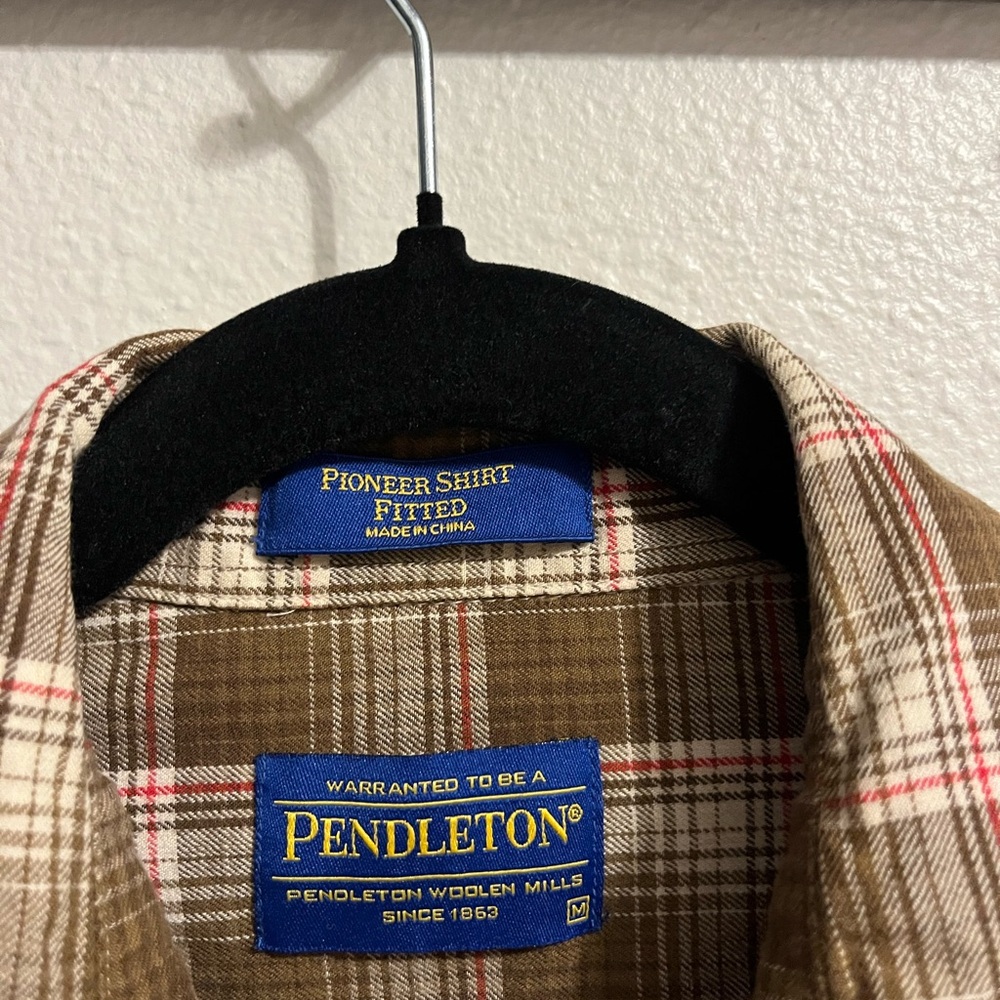 Pendleton Brown Plaid Casual Button Down Shirt - image 2